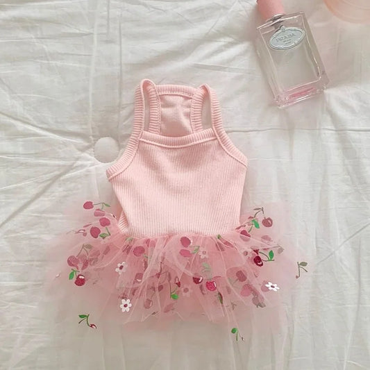 Cute Dog Dress Cherry Strawberry