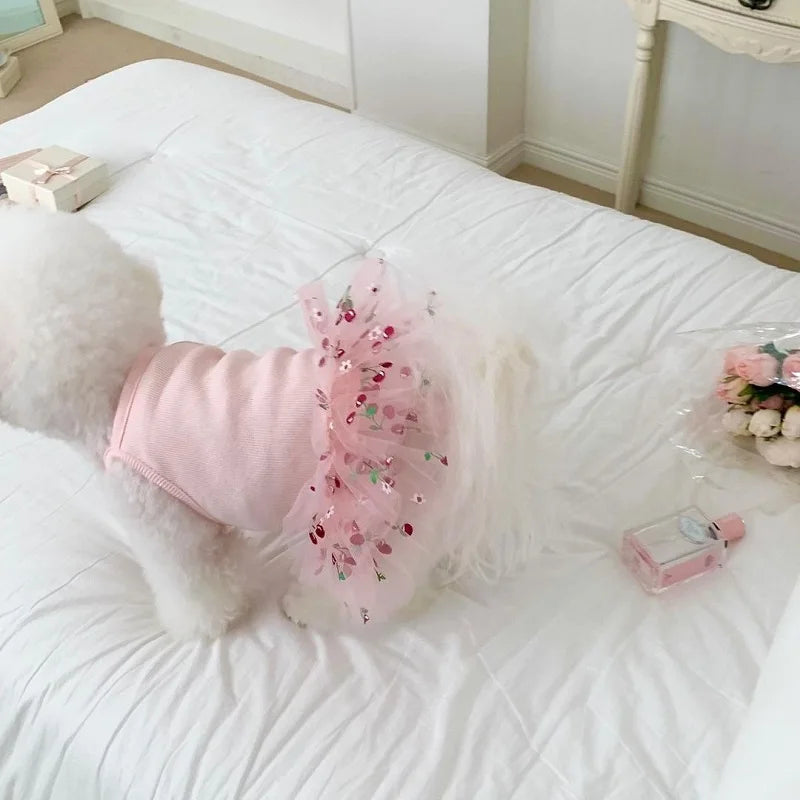 Cute Dog Dress Cherry Strawberry