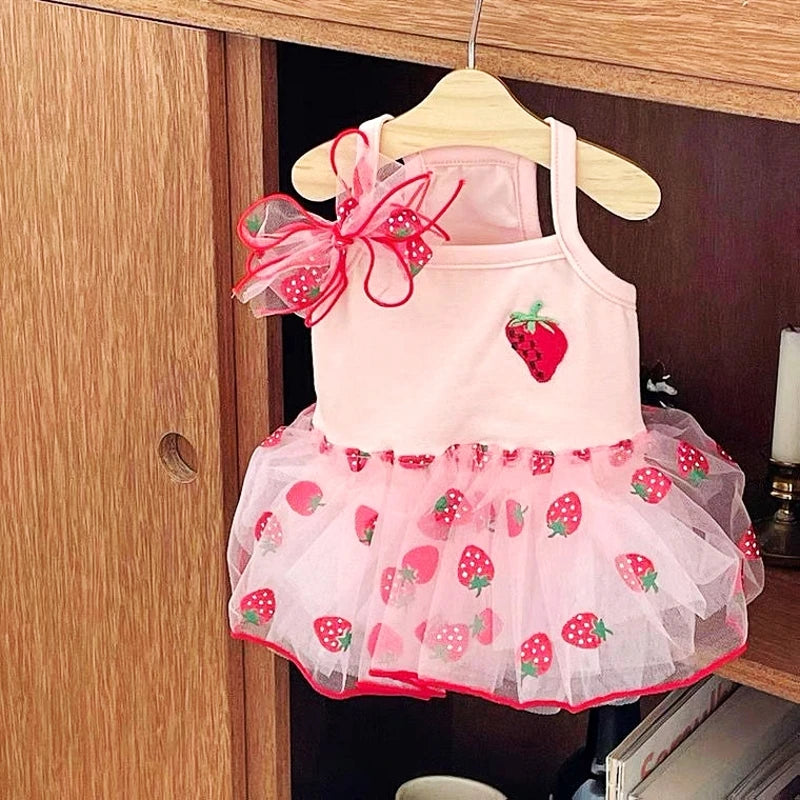 Cute Dog Dress Cherry Strawberry
